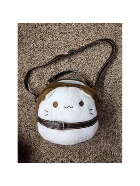 Pusheen Cat Cartoon Shoulder Bag Brown White Adjustable Strap Belt Accent Zip
